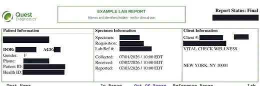Supporting laboratory result, page two of the example file