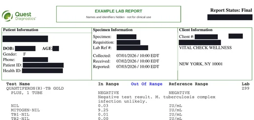 Supporting laboratory result, page two of the example file